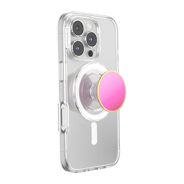 Support til smartphone PopGrip Premium Motif Emalje Rund Solid Fastgørelse PopSockets Rosa Ros