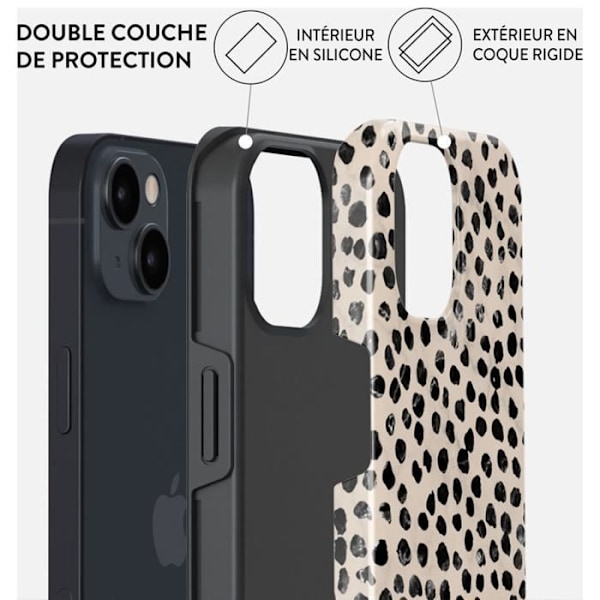 Coque för iPhone 15 Plus MagSafe Tough Antichocs Modell Almond Latte Burga Beige Svart