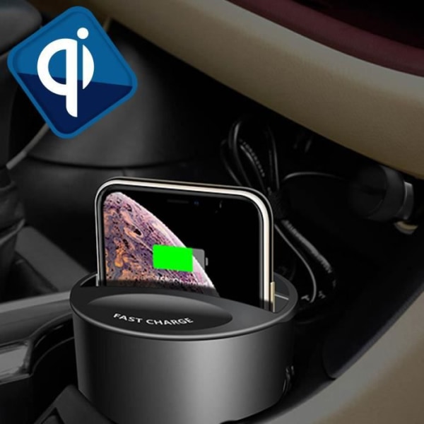 Suuntaava tupakansytytin - Yhteensopiva - Musta - 2 USB-porttia - QI-toiminto - 4,4A Svart