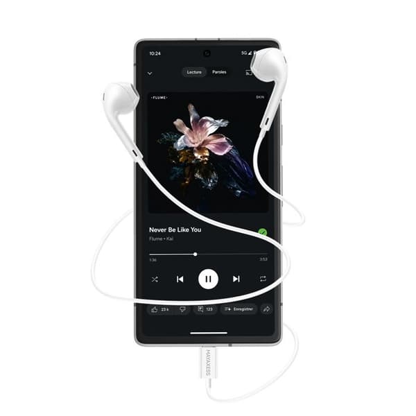 USB-C Trådade Hörlurar med Inbyggd Mikrofon för Pixel 7a Mayaxess Vit Vit