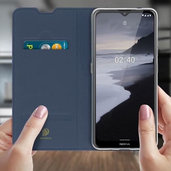 Skal - DUX DUCIS - Nokia 2.4 - Eco-läder - Videostöd - Korthållare Blå
