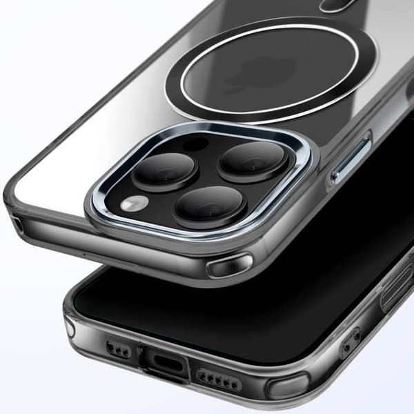 Coque MagSafe - iPhone 16 Pro - Bagside Glasfarve - Sort - Anti-gulning Svart