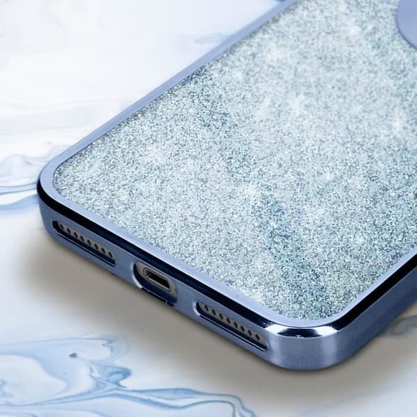Coque - AVIZAR - iPhone 7 Plus och 8 Plus - Glittrande - Silikon gel - Kromad kant Blå