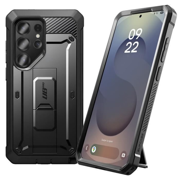 Coque integreret til Samsung S25 Ultra stødabsorberende med kickstand støtte Supcase sort Svart