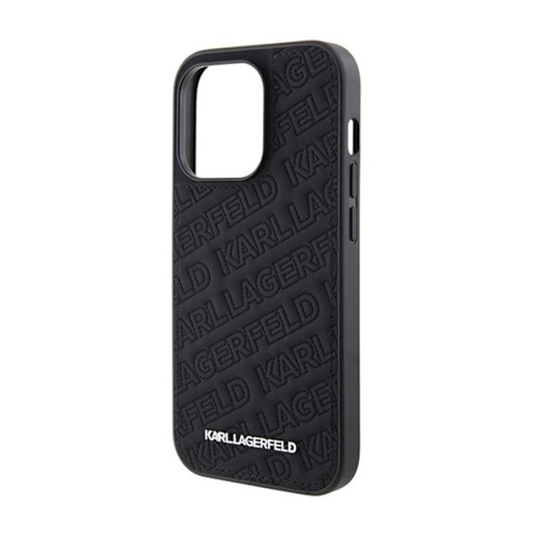 Telefonfodral - Karl Lagerfeld - iPhone 15 Pro Max - Kviltat - K-motiv - Stötskydd Svart