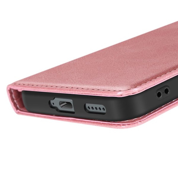 Étui til Honor 400 Lite, med håndledsrem, klap, støtte, tegnebog, rosa Rosa