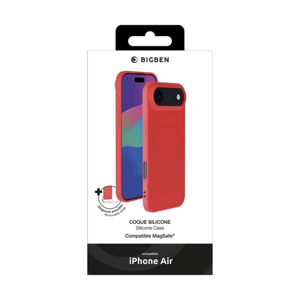 MagSafe-skal - BIGBEN - iPhone Air - Mjuk silikon Soft Touch - Mikrofiberfoder - Stötdämpning Röd