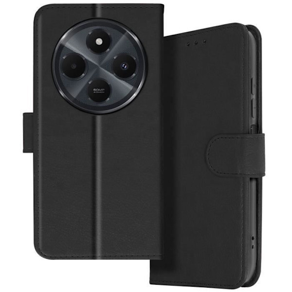 Fodral till Xiaomi Redmi 14C - AVIZAR - Wallet Flip och Video Support - Svart Svart