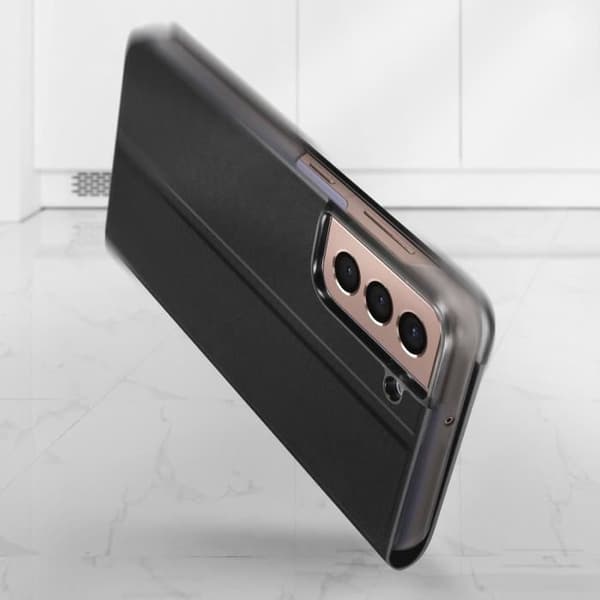 Clear View Case - AVIZAR - Samsung Galaxy S21 FE - Sort - Polycarbonat - Video Stativ Svart