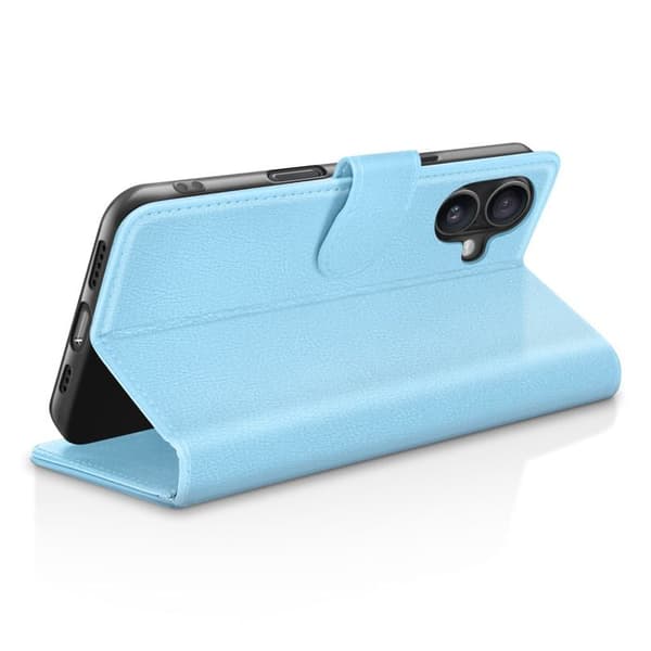 Plånboksfodral - ZANAÉ - iPhone 16 Plus - Horisontellt Stöd - Magnetstängning - Ljusblå Blå
