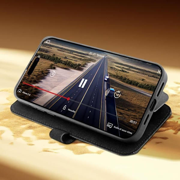 BMW aitoa nahkaa oleva iPhone 14 Pro -lompakkokotelo, musta Svart