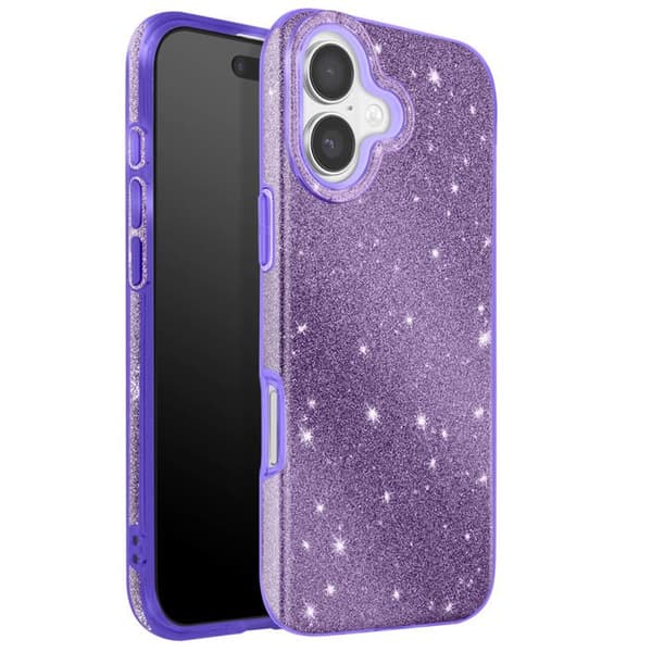 Cover til iPhone 17 - AVIZAR - Bi-Materiale - Glitrende - Skærmbeskyttelse - Strop Tilbehør Lila
