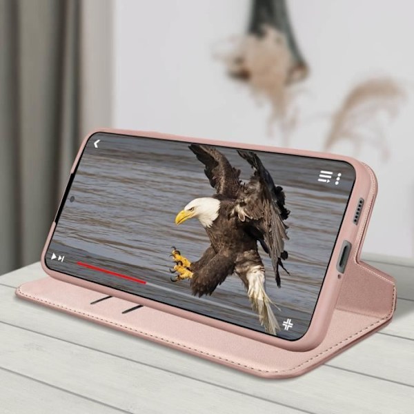 Plånboksfodral - AVIZAR - Samsung Galaxy S22 Plus - Rosaguld - Hård - Videostöd funktion Rose guld