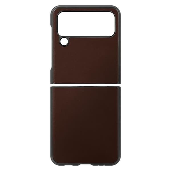 Coque - AVIZAR - Samsung Galaxy Z Flip 4 - Hållbart Läder - Stabil Ram - Elegant brun