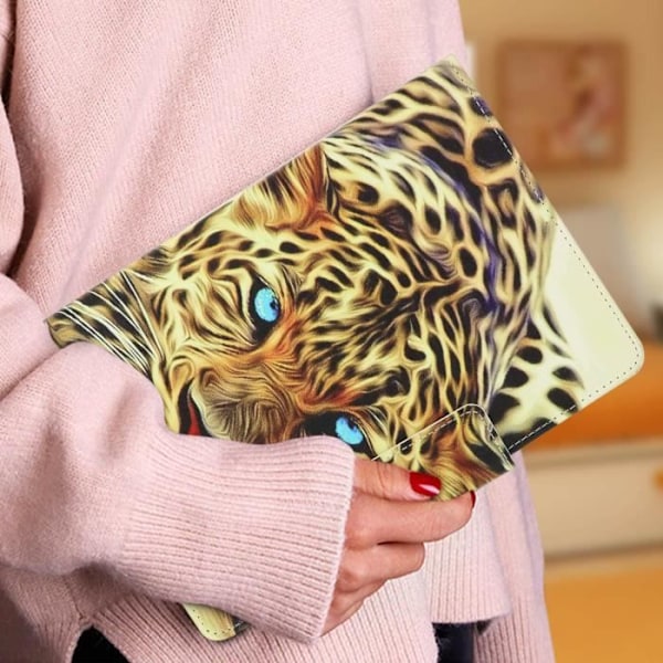 Tablet Fodral - Ej specificerat - 7/8 tum - Ekologisk läder - Leopardmönster - Gul Gul