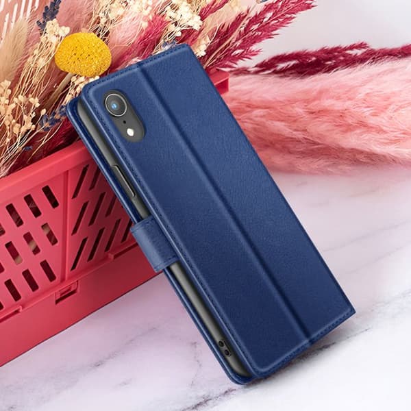 Pungetui - ZANAÉ - iPhone XR - Mørkeblå - Video Støtte - Magnetisk Flappe Blå