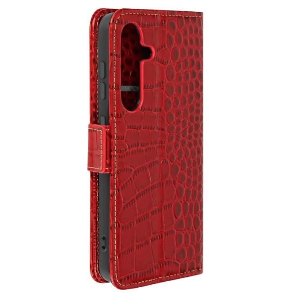 Nahkakotelo Samsung Galaxy S24 RFID-lompakkoon krokotiilikuvioinen punainen