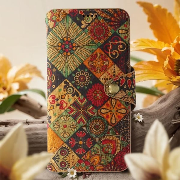Fodral till Samsung Galaxy S24 - AVIZAR - Flip Wallet Support Bohemian Design Multicolor Flerfärgad