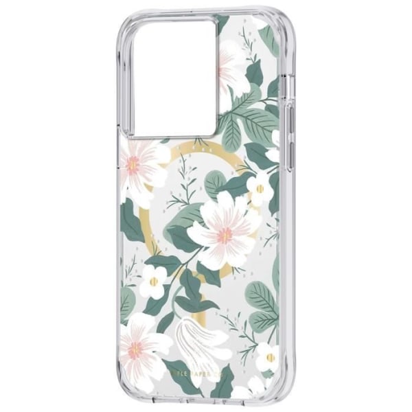 Fodral till iPhone 15 Pro Max Case Mate - Willow Flowers - Grön - MagSafe - Anti-fall bumper hörn Grön