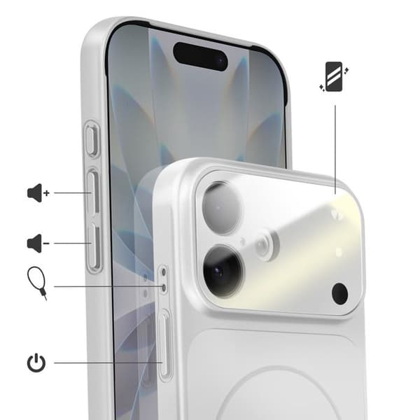 MagSafe-cover til iPhone 17, hård med glasbeskyttelse til kamera, sølv Grå