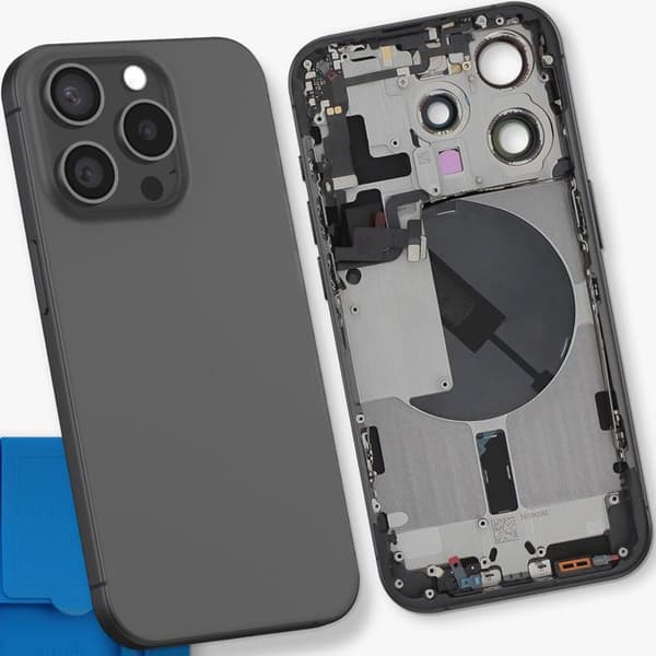 Batteri Cache för iPhone 15 Pro med Förmonterad Chassi och Svart MagSafe Modul Svart