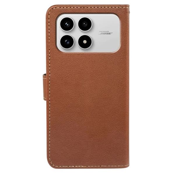 Pungetui til Xiaomi Poco F8 Pro Litchi Tekstur Anti-RFID Brun brun