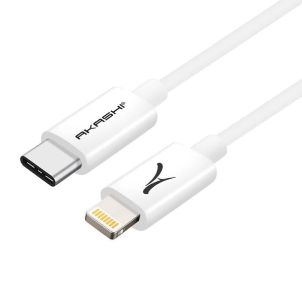 USB Type C til Lightning Kabel Hurtig Opladning 3m Signeret Akashi Hvid Hvid