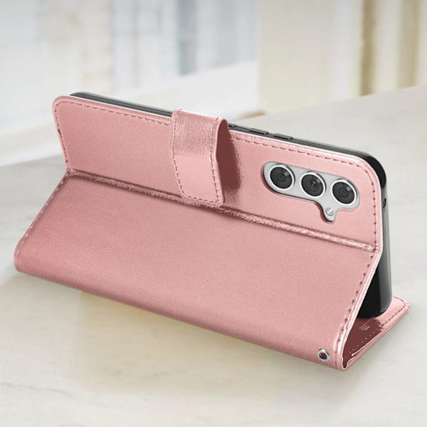 Pung etui til Samsung A54 5G - MAYAXESS - Champagne Pink - Stand og håndledsrem funktion Rosa