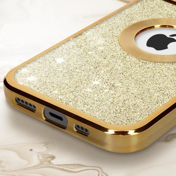 Coque iPhone 12 Paillette Or AVIZAR - Protecam Spark - Fin och lätt - Kameran helt skyddad Guld