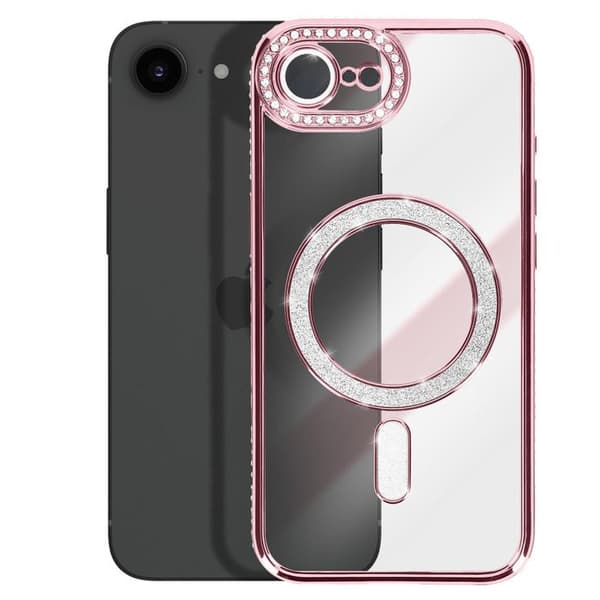 MagSafe Cover - AVIZAR - iPhone 16e - Rosa - Strass - Stødbeskyttelse Rosa