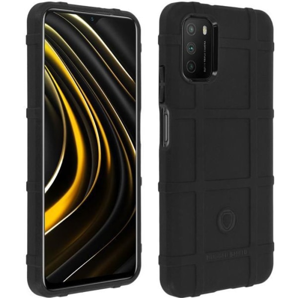 Etui Xiaomi Poco M3 - Redmi 9T Tile Relief Soft Forstærket Anti-trace Sort