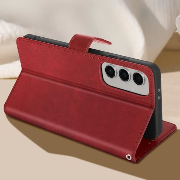 Taske til Samsung Galaxy S24 FE Håndledsrem Flip Stand Wallet Rød Röd
