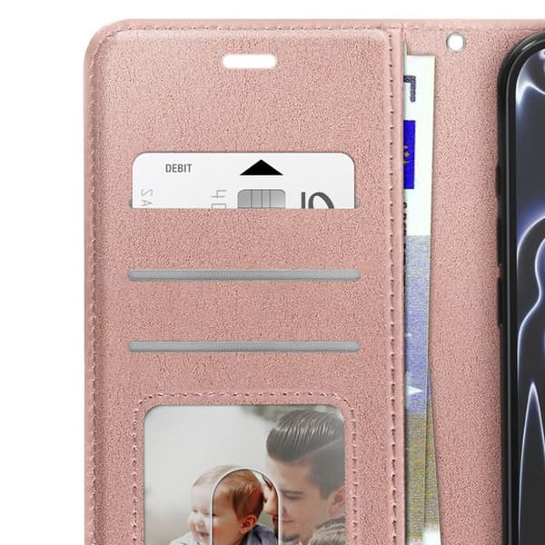 Plånboksfodral för iPhone 17 Pro med handledsrem och ställfunktion Mayaxess Rosa Rosa