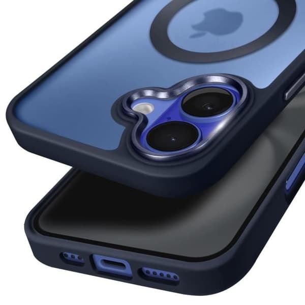 MagSafe-skal för iPhone 16 Plus Matt Frostad Baksida Mörkblå Kant Blå