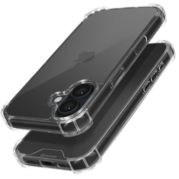 Skal till iPhone 16 Plus - ROAR - Armor Jelly - Stötsäker förstärkta hörn - Smal design - Transparent Transparent