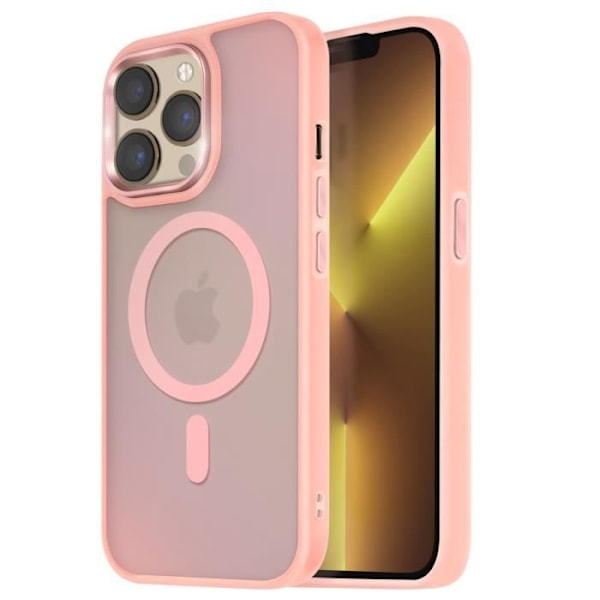 Coque MagSafe för iPhone 13 Pro Matt Frostad Bakgrund Rosa Kant Rosa