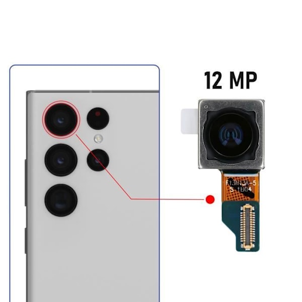 Bagkamera - AVIZAR - Samsung Galaxy S22 Ultra - 12MP - Ultra vidvinkel - Sort Svart