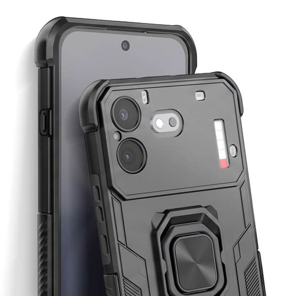 Cover til Nothing Phone 4b med roterende ring og støttefunktion sort Svart