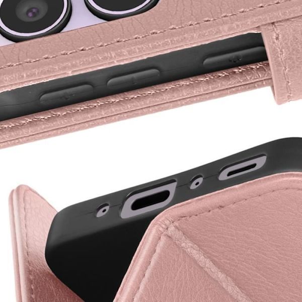 Suojakuori Samsung Galaxy A35 5G:lle - AVIZAR - Chesterfield - Lompakko ja videoteline - Vaaleanpunainen Rosa