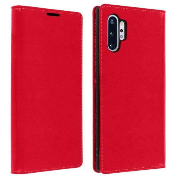 Foliofodral - Samsung - Galaxy Note 10 Plus - Äkta Läder - Röd - Videostöd Röd