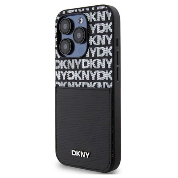 Coque bak för iPhone 15 Pro med kortficka DKNY svart Vit