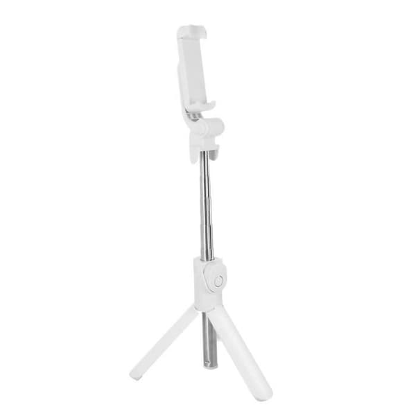 Selfie Stick med stativ Bluetooth-fjärrkontroll förlängbar arm 68cm - Vit