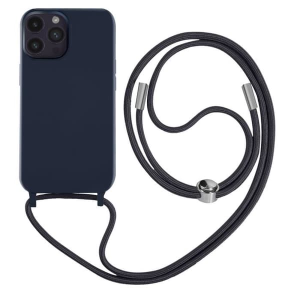 iPhone 14 Pro Max-skal - AVIZAR - Semi-rigid - Nylonband 80cm - Polykarbonatskydd blå