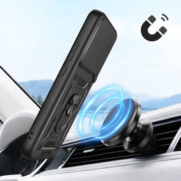 Coque Ring til Redmi Note 15 Pro Plus 5G med Skydelåg til Kamera Mayaxess Sort Svart