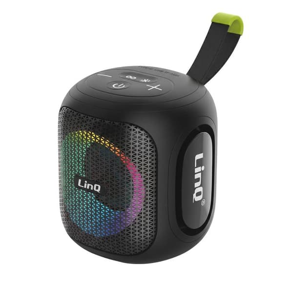 Mini Højttaler TWS / Bluetooth / Stereo / RGB 7 Farver / Jack / USB / Micro-SD LinQ Sort Svart