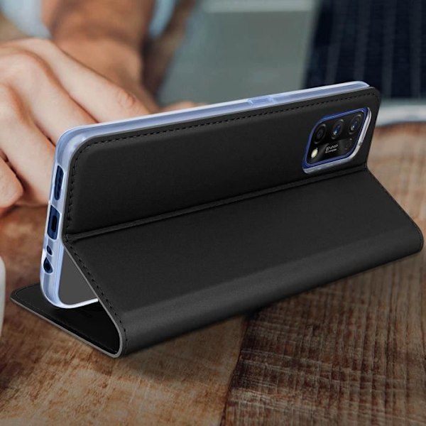 Skal - DUX DUCIS - Realme 7 Pro - Eco-läder - Videostöd - Korthållare Svart