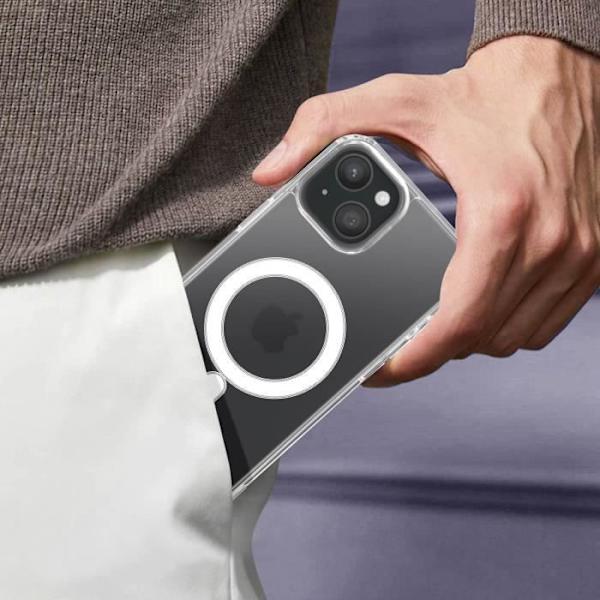 AVIZAR Skyddsfodral till iPhone 15 - Genomskinlig - Förstärkta hörn - MagSafe Transparent