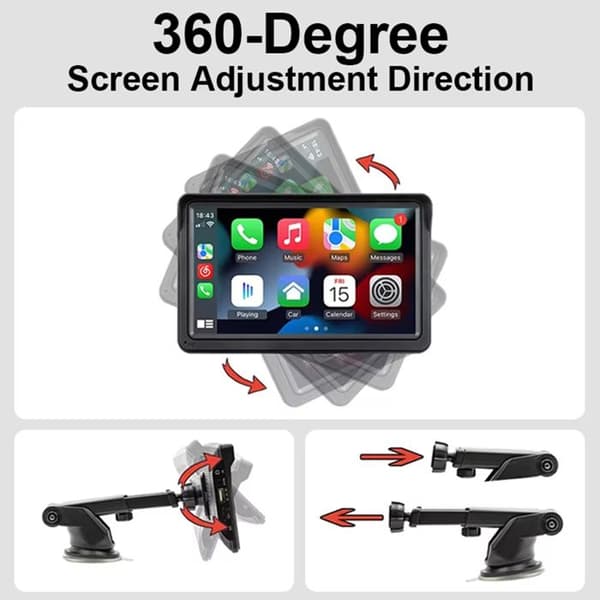7" Pekskärm - AVIZAR - Carplay/Android Auto - Bluetooth 5.0 - Backkamera - Double-Din