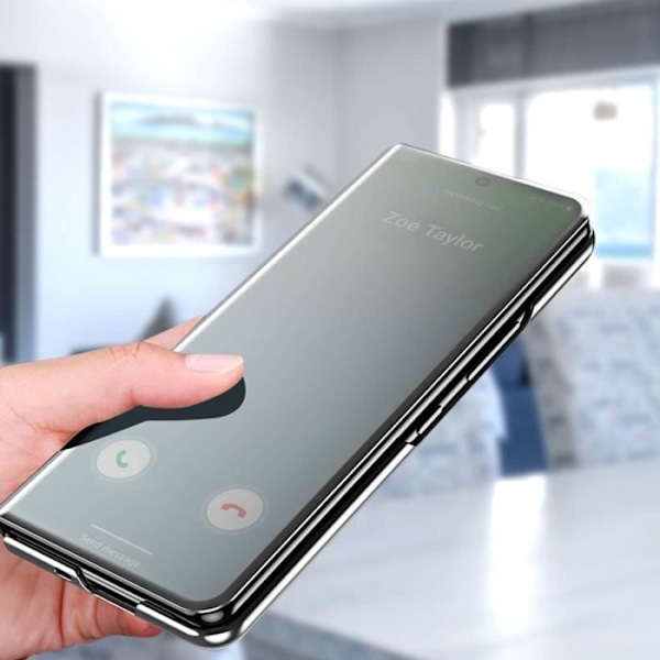 AVIZAR Samsung Galaxy Z Fold 4 Clear View -kotelo - musta - peililäpän videotuki Svart