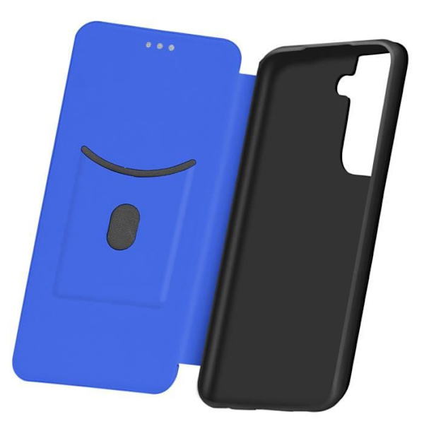 Housse - Galaxy - S21 Plus - Eco-läder med kolfiberlook - Mjuk - Handrem inkluderad Midnattsblå
